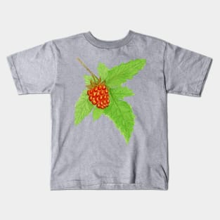 Watercolor Salmonberry Fruit Kids T-Shirt